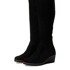 NEW $180 Aerosoles 2Binocular Black  suede wedge tall zip boots women size 9